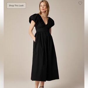 J Crew Cecily Black Puff Sleeve V-Neck Maxi Dress Sz.8